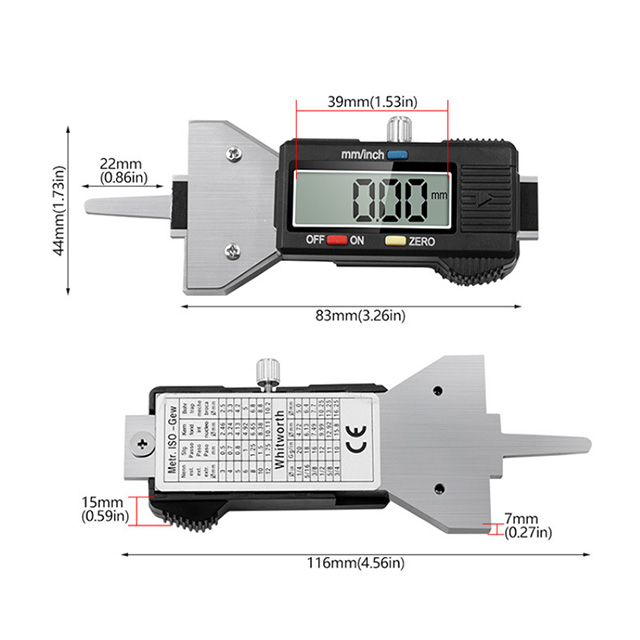 Aralık 0-25mm LED Dijital Ekran Lastik Derinlik Ölçer