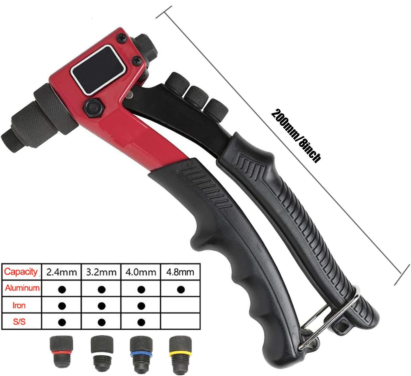 2.4mm 3.2mm 4mm 4.8mm 8 İnç Evde Kullanıma Uygun Perçinleme Tabancası Seti